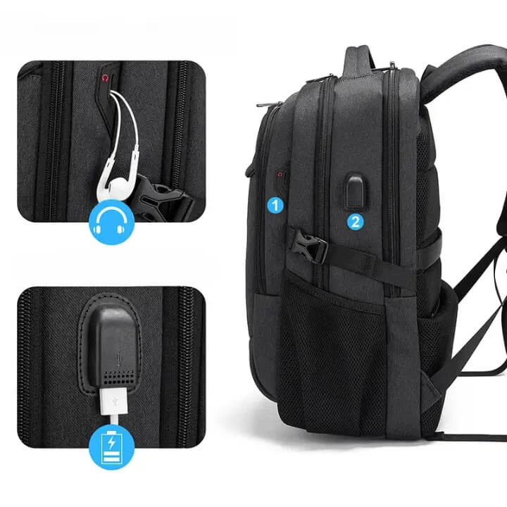 Mochila Executiva Luxo e Conforto LC01 - Notebook 17'', Impermeável e Porta USB