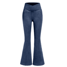 Calça Jeans Feminina de Cintura Alta Cruzada [CALÇA EFEITO BARRIGA CHAPADA]