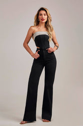 Calça Jeans Feminina Modeladora Wide Leg Preta Que Não Desbota